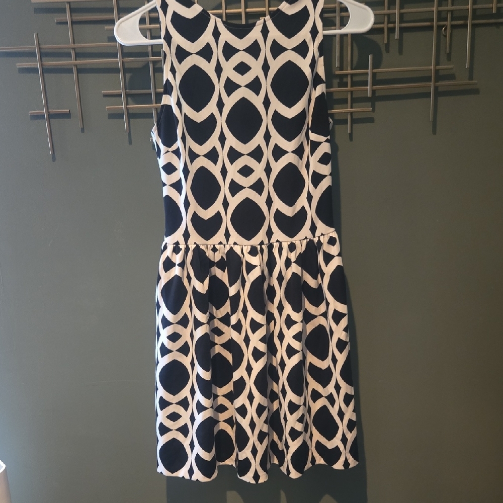Necessary Objects Black and White Geometric Mini Dress, Juniors Size M